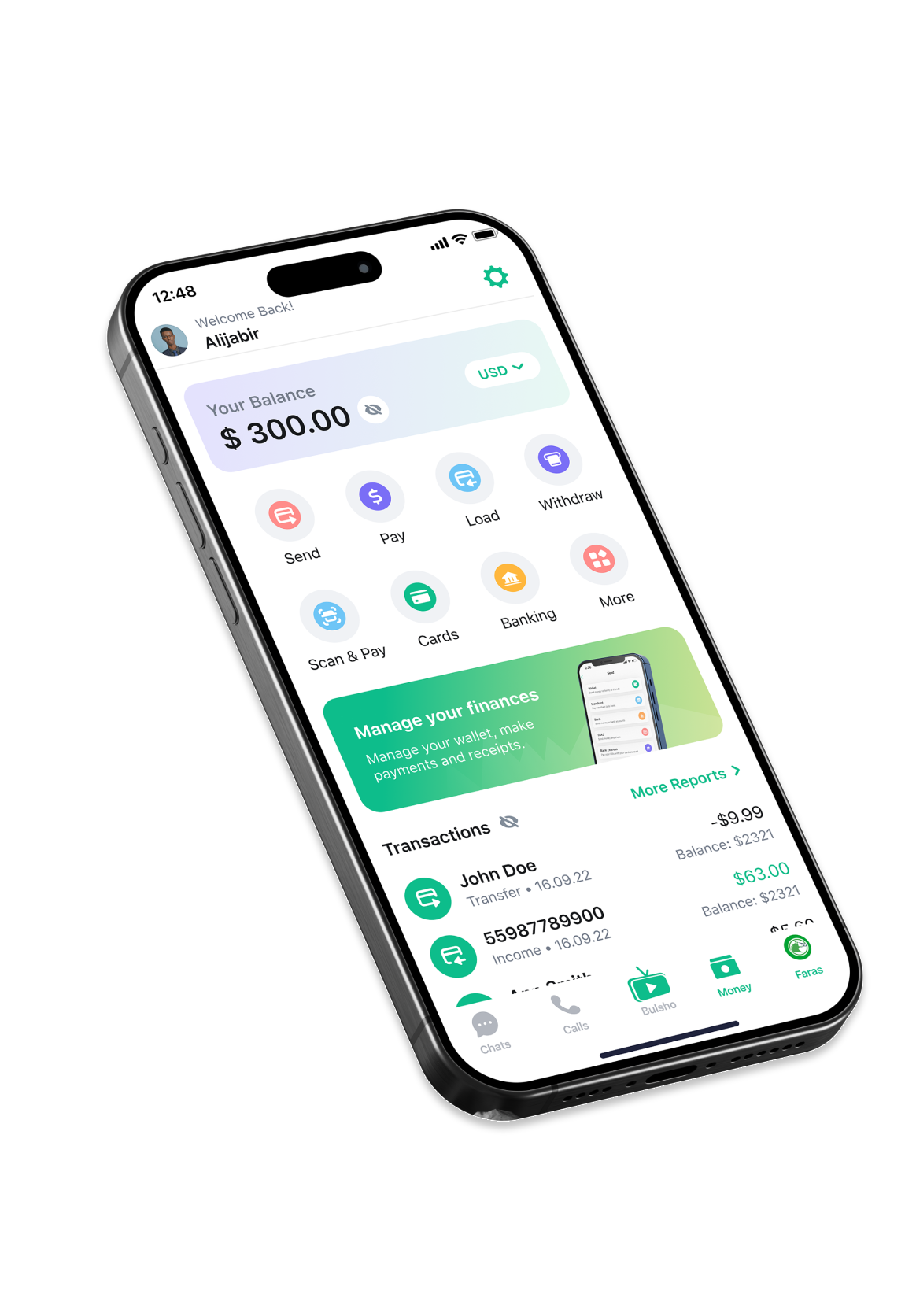 Wallet app screen